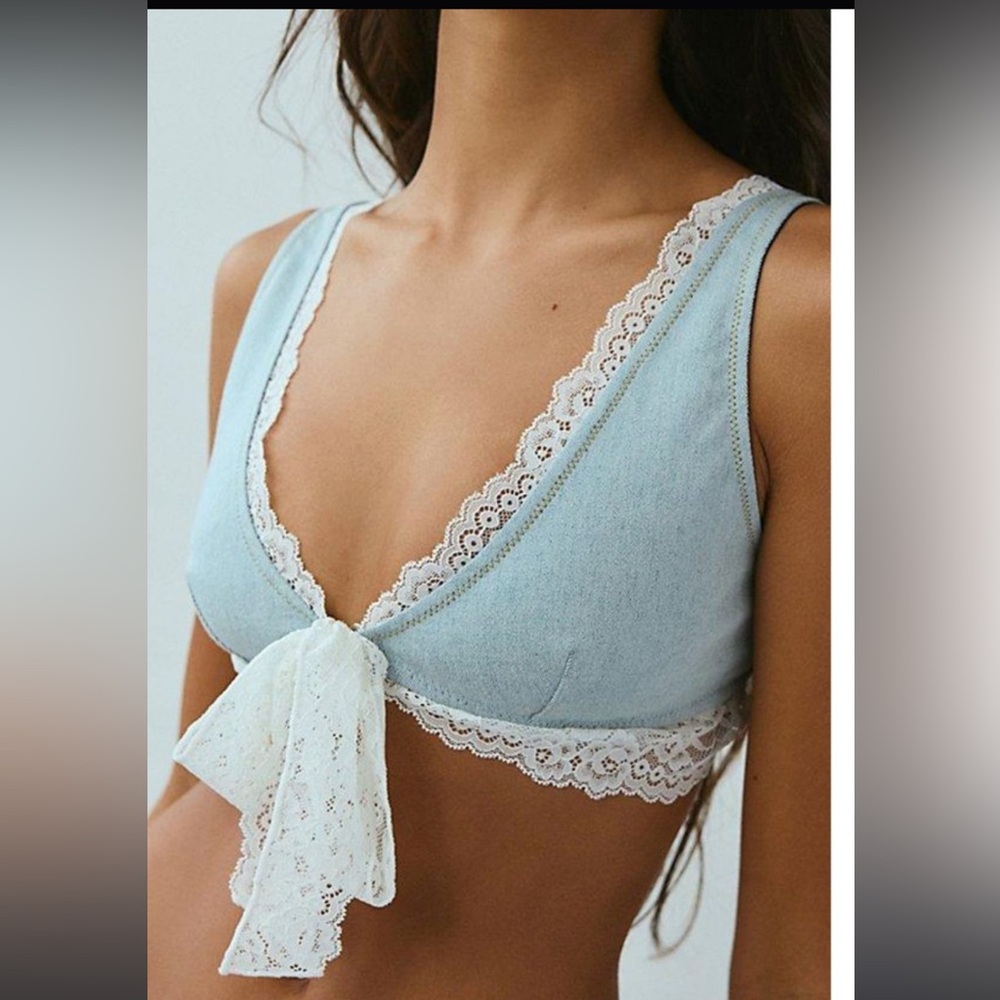 Out From Under Cowgirl Logic Denim Plunge Bralette. Size M. NWT. - Picture 2 of 11